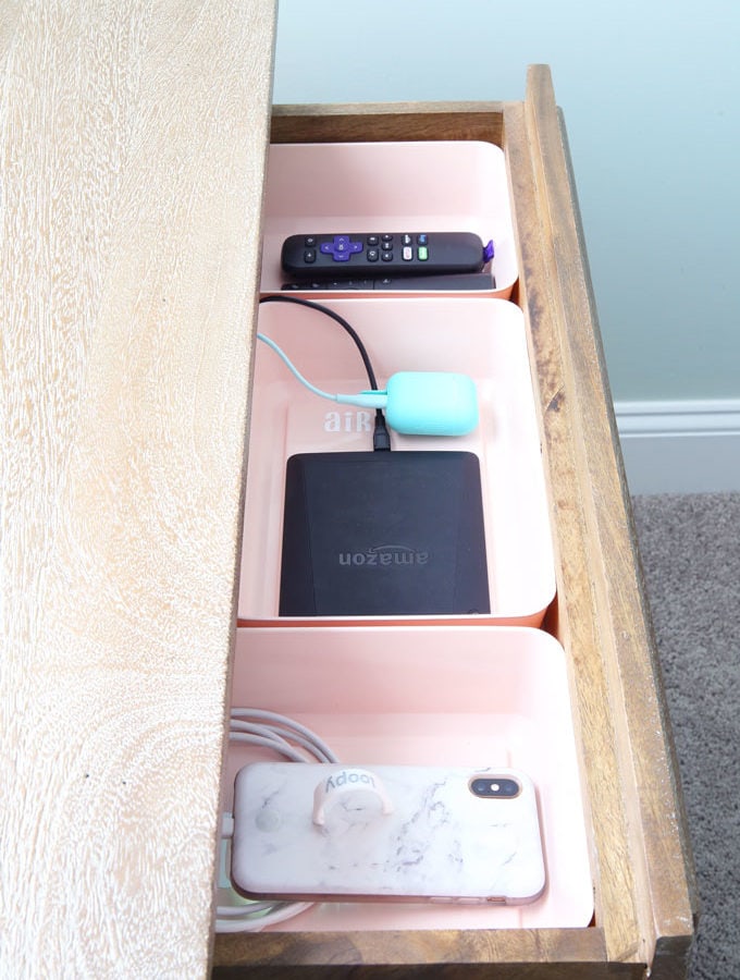 DIY Charging Station in Nightstand Drawer